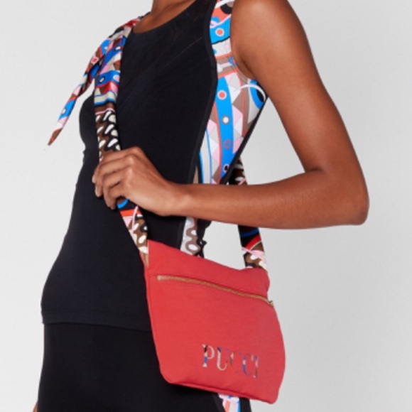 HOST PIC EMILIO PUCCI VIVARA PRINT LOGO CROSSBODY HANDBAG W/60” REMOVABLE SCARF - Picture 11 of 11